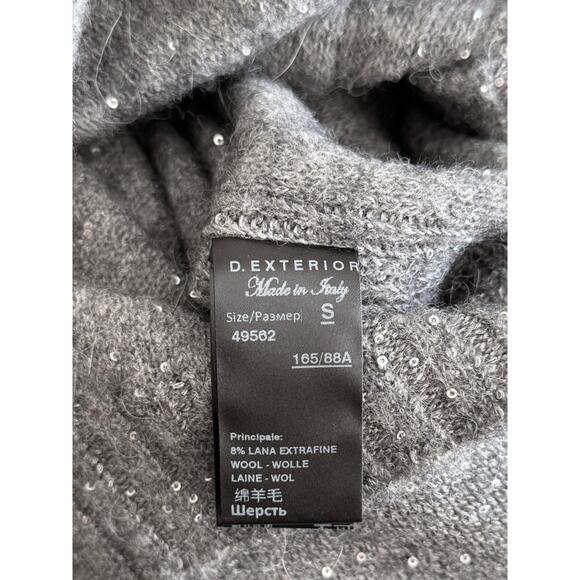 D. Exterior Sweater Vest Wool Angora Blend Knit Sequin Embellished Gray Small - Picture 6 of 7